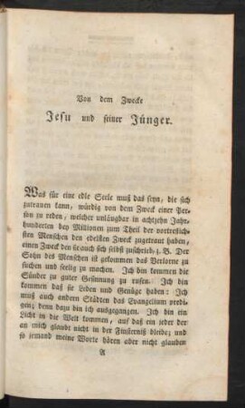 Von dem Zwecke Jesu und seine Jünger.