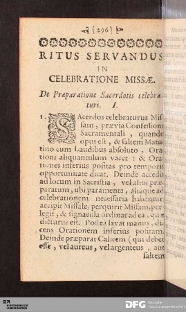 Ritus Servandus In Celebratione Missæ.