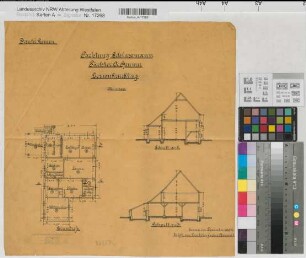 Gemen-Krückling (Borken) Pachtung Schlusemann Grundriß, Schnitte 1904 1 : 100 42,5 x 42 Zeichnung Landsberg-Velensches Bauamt Landsberg-Velen
