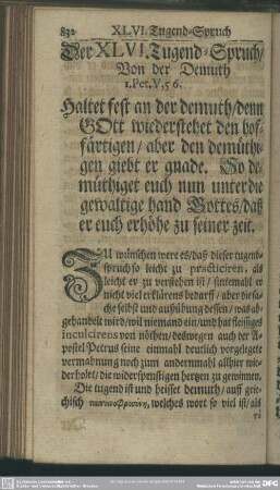 Der XLVI. Tugend-Spruch, Von der Demuth