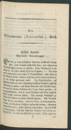 Erstes Kapitel. Allgemeine Anmerkungen