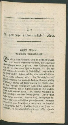 Erstes Kapitel. Allgemeine Anmerkungen