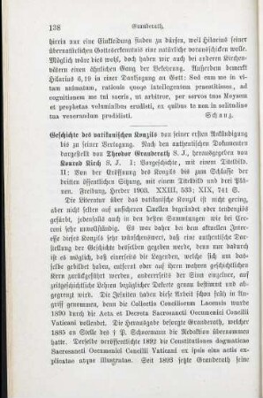 138-141 [Rezension] Granderath, Theodor, Geschichte des Vatikanischen Konzils