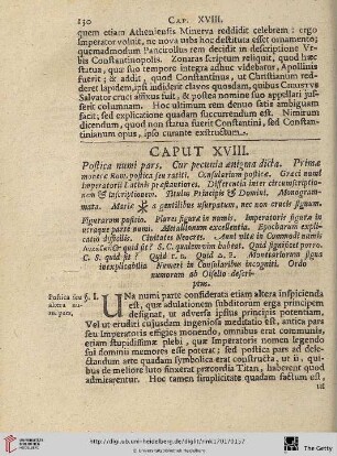 Caput XVIII: Postica numi pars