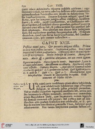 Caput XVIII: Postica numi pars