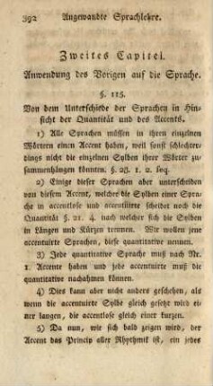 Zweites Capitel. Anwendung der Vorigen auf die Sprache