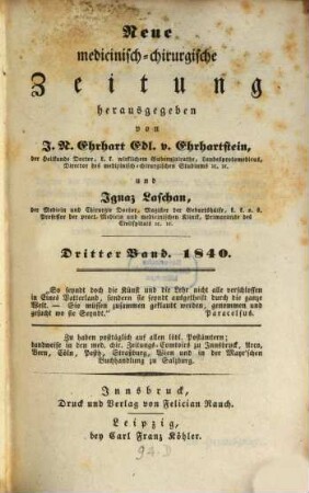 Neue medicinisch-chirurgische Zeitung. 1840, 3