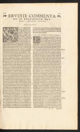 Eruditi Commentarii In Evangelium Matthaei Incerto Autore.