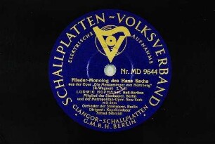 Flieder-Monolog des Hans Sachs : aus der Oper "Die Meistersinger von Nürnberg"; 2. Teil / (R. Wagner)