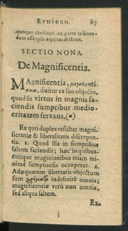 Sectio Nona. De Magnificentia.