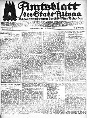 Nummer 11 : Sonnabend, den 13. März 1926