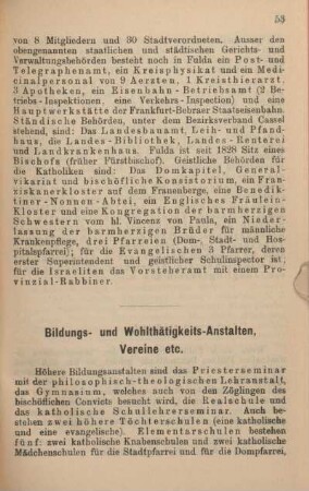 Bildungs- und Wohlthätigkeits-Anstalten, Vereine etc.