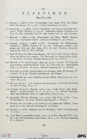 IV. Plastiken (Nr. 271-283)