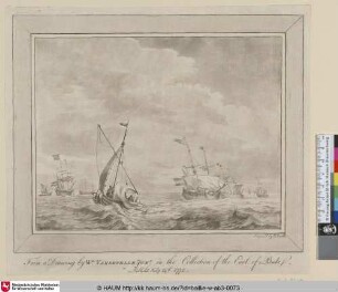 [Leichtbewegte See mit sieben Segelfahrzeugen; Ships sailing on a calm sea]