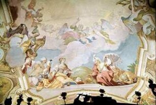Engelschöre und die vier Erdteile in Verehrung Christi