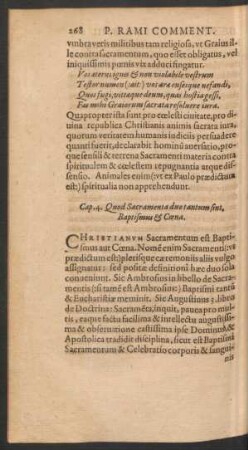 Cap. 4. Quod Sacramenta duo tantum sint, Baptismus Et Coena.
