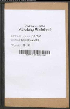 Errichtung eines evangelischen Predigerseminars im Wuppertale