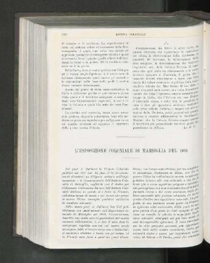 L'Esposizione Coloniale Di Marsiglia Del 1906.