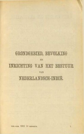 Grondgebied, Bevolking en Inrichting van het Bestuur von Nederlandsch-Indie