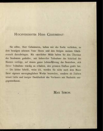 Hochverehrter Herr Geheimrat!