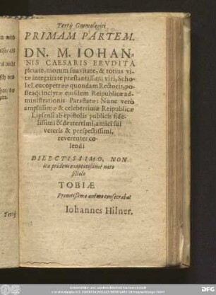 Tertii Gnomologici Primam Partem.
