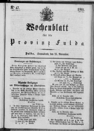 Nr. 47, Ausgabe vom 23. November 1861