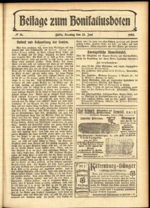 Zweite Ausgabe vom Sonntag, den 28. Juni 1903.