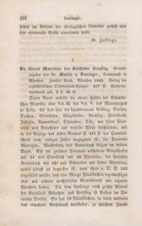 322-325 [Rezension] Die älteren Matrikeln des Bisthums Freysing