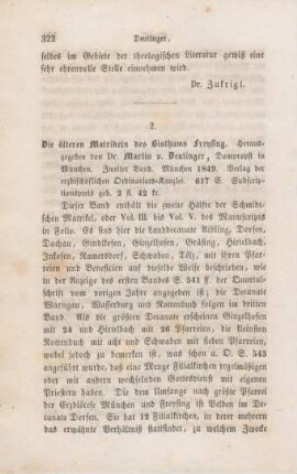 322-325 [Rezension] Die älteren Matrikeln des Bisthums Freysing