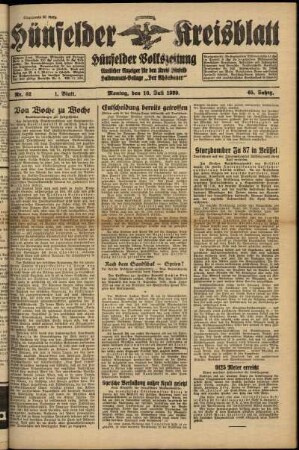 Erste Ausgabe vom Montag, den 10. Juli 1939.
