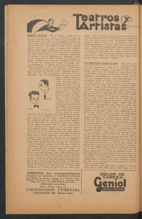 Teatros y artistas : Aspectos diversos de la farandula