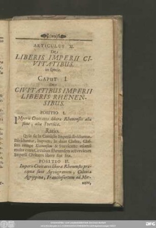 Articulus II. De Liberis Imperii Civitatibus.