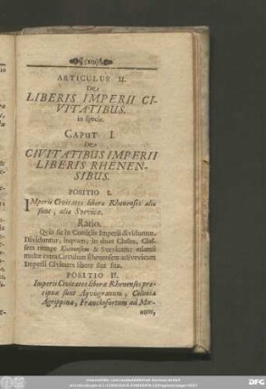 Articulus II. De Liberis Imperii Civitatibus.