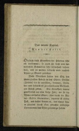 Das neunte Kapitel. Von der Kolik.