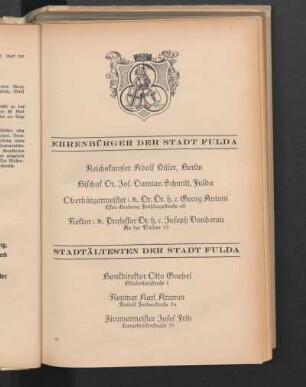 Ehrenbürger der Stadt Fulda, Stadtältesten der Stadt Fulda