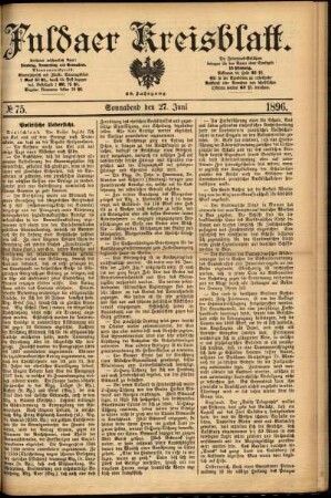 Erste Ausgabe vom Samstag, den 27. Juni 1896.