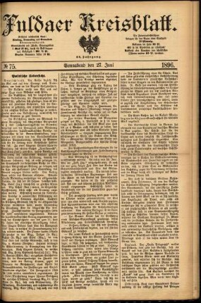 Erste Ausgabe vom Samstag, den 27. Juni 1896.