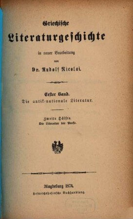 Griechische Literaturgeschichte, 1,2