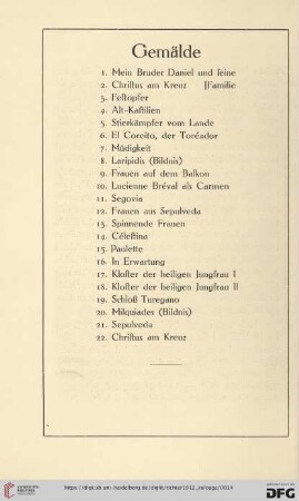 Gemälde (Nr. 1-22)
