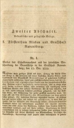 Zweiter Abschnitt. Urkundliche und gesetzliche Belege