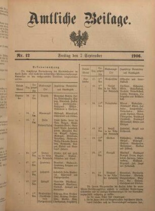 12: Beilage vom Freitag, 7. September 1906