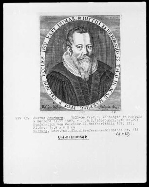 Bildnis Justus Feuerborn (1587-1656), 1625-1650 Professor der Theologie in Marburg