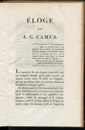 ÉLOGE DE A. G. CAMUS.