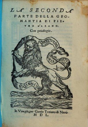 Della Geomantia, 2