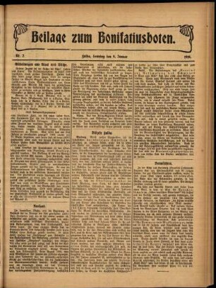 Zweite Ausgabe vom Sonntag, den 09. Januar 1910.