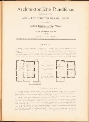 Villa, Champigny: Grundrisse (aus: Architekt. Rundschau, hrsg.v. Eisenlohr & Weigle, 1894)