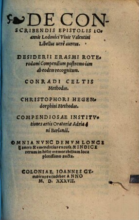 De conscribendis epistolis Joannis L. Vivis libellus