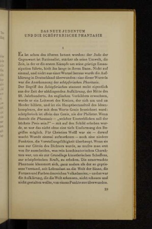 Das neue Judentum und die schöpferische Phantasie