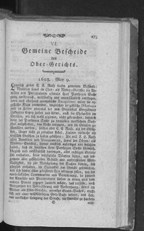 VI. Gemeine Bescheide des Ober-Gerichts