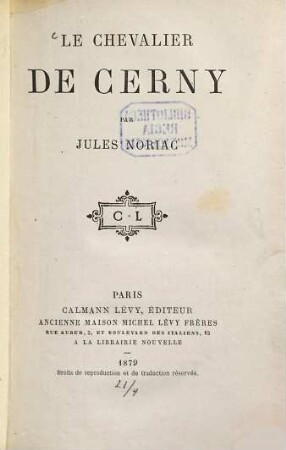 Le chevalier de Cerny